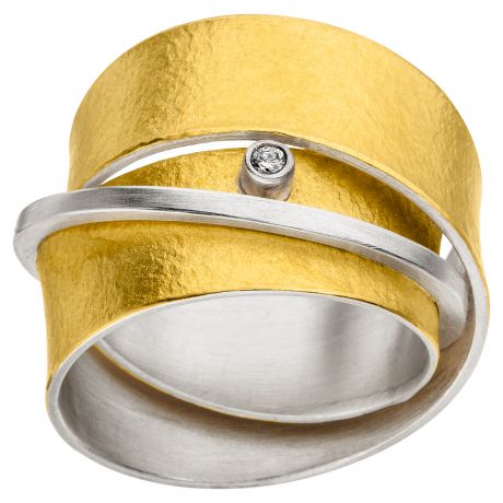  Zilver met geelgouden ring breed