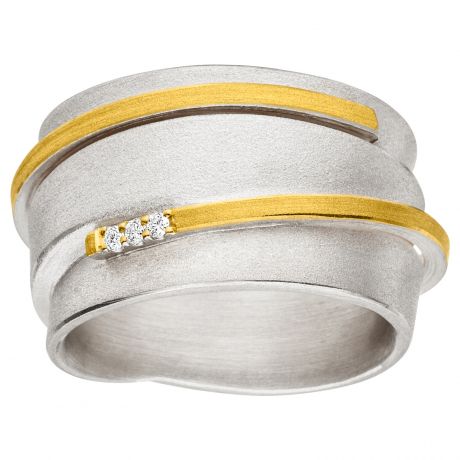  Zilveren ring met geelgoud opgelegde boog