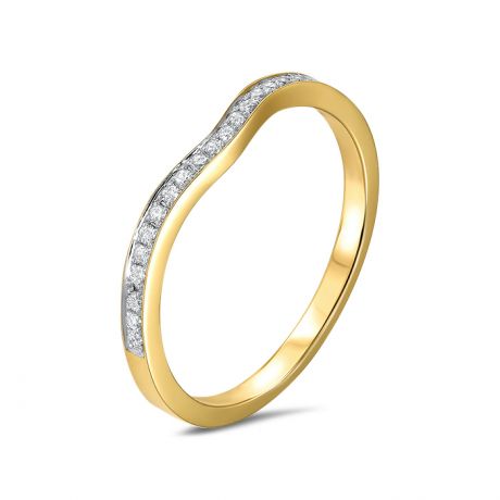 Geelgouden ring V vorm met diamanten
