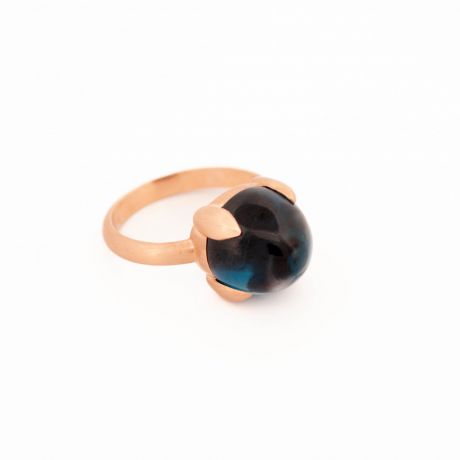  Roodgouden ring met londen blue topaas