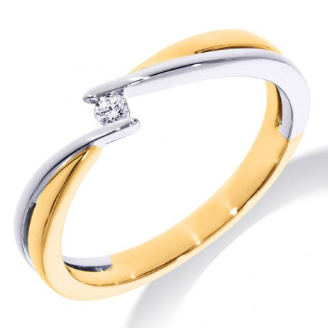  Bicolor ring met diamant in klemzetting