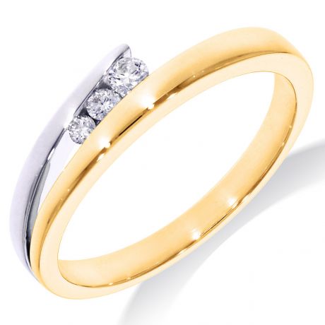 Bicolor gouden ring met 3 diamanten