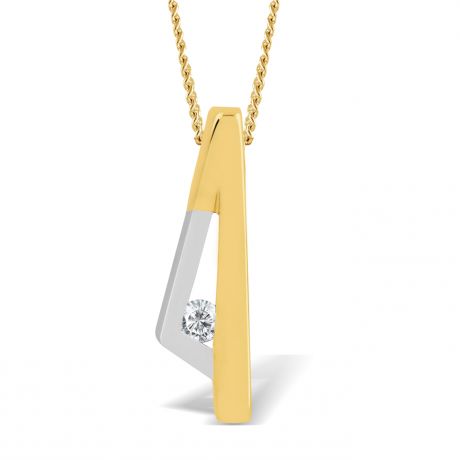  Bicolor gouden hanger driehoek met diamant